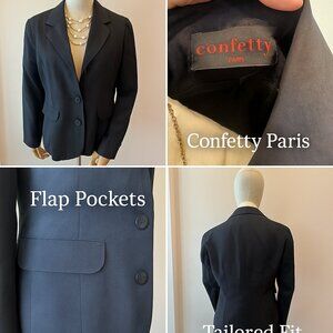 Confetty Paris Black Blazer – Women’s Medium (Classic Style)